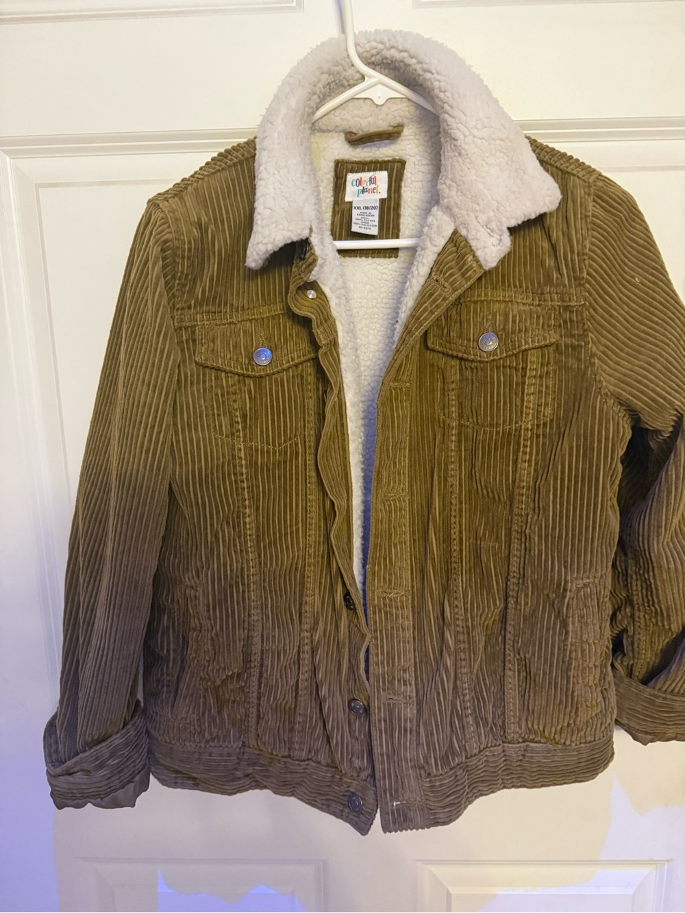 Kids Corduroy Sherpa-Lined Jacket - Olive